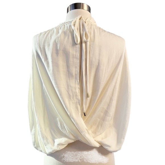 FREE PEOPLE Rachel Silky Top Ivory V-Neck Slinky Jersey Cropped Medium NWOT - Picture 8 of 13